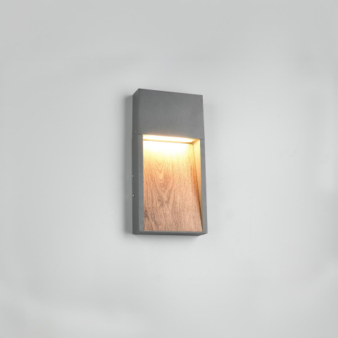 LED Aussen Wandleuchte, Rechteckig, Aluminium, Braun, Anthrazit, IP44, 33 cm Höhe, Eingangsbeleuchtung, Balkonbeleuchtung, Terrassenbeleuchtung, Hotelbeleuchtung, Restaurantbeleuchtung Fassadenbeleuchtung