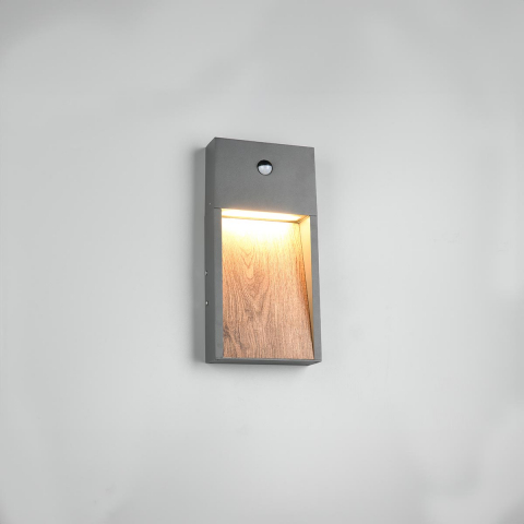 LED Aussen Wandleuchte, Bewegungssensor, Anthrazit, Braun, IP44, 33 cm Höhe, Terrassenbeleuchtung, Türeingangsbeleuchtung, Eingangsbeleuchtung, Gartenbeleuchtung, Torbeleuchtung, Garagenbeleuchtung