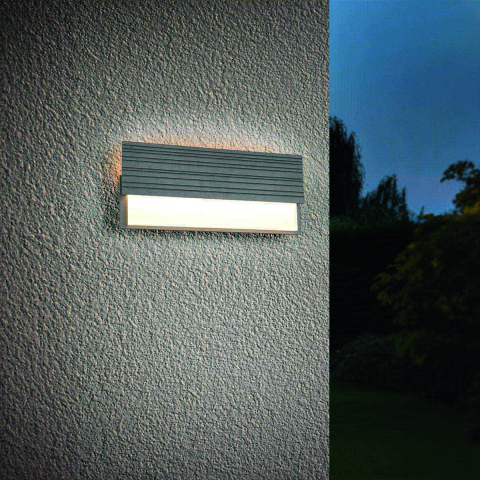 LED Außen Wandleuchte, Anthrazit, Aluminium, Rechteckig, IP65, 40 cm x 17 cm, Terrassenbeleuchtung, Fassadenbeleuchtung, Balkonwandleuchte, Verandawandbeleuchtung, Gartenlicht, Hotelwandlampe, Eingangsbeleuchtung, Türbeleuchtung, Outdoorleuchte, Hoflampe