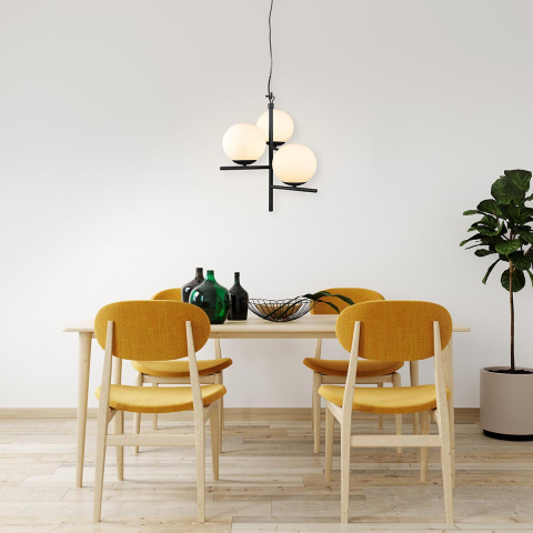 Pendelleuchte, Höhe anpassbar, 3 Strahler, Glas, Schwarz, Matt, 150 cm x 40 cm, Esszimmerbeleuchtung, Cafébeleuchtung, Küchenhängeleuchte, Wartezimmerleuchte, Praxispendelleuchte, Restauranthängeleuchte, Dekoleuchte, Innenraumbeleuchtung, Wohnraumbeleuchtung, IP20