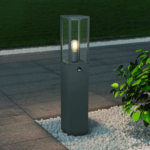 Aussen Stehleuchte, Bewegungssensor, Anthrazit, Aluminium, IP44, 80 cm Höhe, Wegbeleuchtung, Einfahrtleuchte, Eingangsleuchte, Weglampe, Garageneinfahrtleuchte, Outdoorleuchte