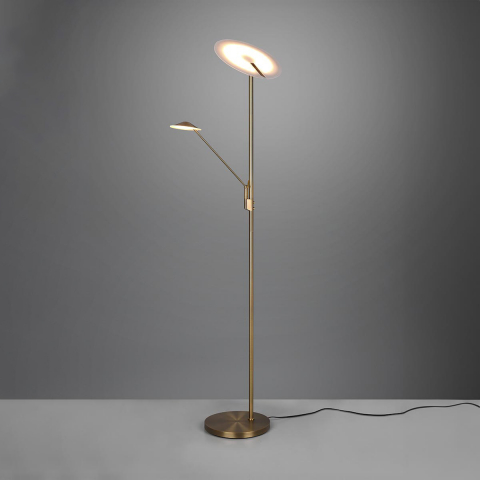 LED Stehleuchte, Altmessing, Farbwechsler, Lesearm, Dimmer, Memoryfunktion,180 cm Höhe, Wohnzimmerleuchte, Bürostehleuchte, Officeleuchte, Lesebeleuchtung, Schlafzimmerstehleuchte, Wohnzimmerstehleuchte, Innenraumbeleuchtung, Wohnraumbeleuchtung, IP20