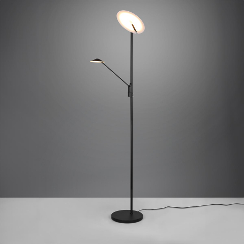 LED Stehleuchte, Schwarz Matt, Metall, Energiesparend, 5 Jahre Garantie, Leselicht, Dimmer, 180 cm Höhe, 30 Watt, 3500 Lumen, Officeleuchte, Bürostehleuchte, Leseleuchte, Schlafzimmerstehleuchte, Wohnzimmerstehleuchte, Praxisleuchte, Wartezimmerleuchte, Innenraumbeleuchtung, Wohnraumbeleuchtung, IP20