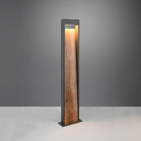 LED Aussen Stehleuchte, Aluminium, Druckguss, Holzoptik, IP44, 100 cm Höhe, Eingangsbeleuchtung, Gartenleuchte, Wegbeleuchtung, Outdoorleuchte, Einfahrtleuchte