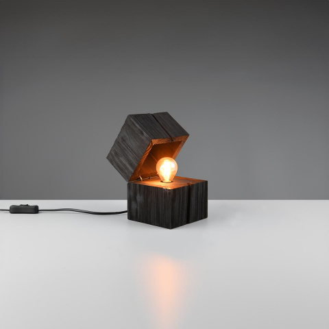 LED Tischleuchte, Schwarz, Naturholz, Schatztruhe, 2 Watt, 12 cm x 16 cm, Hotelzimmerbeleuchtung, Schlafzimmertischleuchte, Sideboardleuchte, Dekoleuchte, Kommodenleuchte, Bettleuchte, Nachttischleuchte, Innenraumbeleuchtung, Wohnraumbeleuchtung, IP20