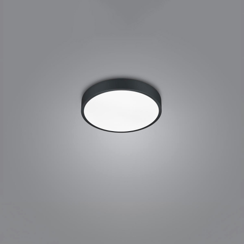 LED Deckenleuchte, Farbwechsler, Metall, Acryl, Schwarz, Rund, 31 cm ∅, Küchenbeleuchtung, Cafédeckenleuchte Wartezimmerleuchte, Praxislampe, Flurbeleuchtung, Treppenhausbeleuchtung, Innenraumbeleuchtung, Wohnraumbeleuchtung, IP20