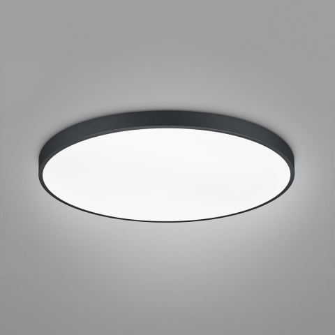 LED Deckenleuchte, Farbwechsler, Metall, Acryl, Schwarz, Rund, 75 cm ∅, Hotelbeleuchtung, Praxisdeckenleuchte, Wartezimmerleuchte, Hotellampe, Cafébeleuchtung, Treppenhausbeleuchtung, Bürolampe, Innenraumbeleuchtung, Wohnraumbeleuchtung, IP20