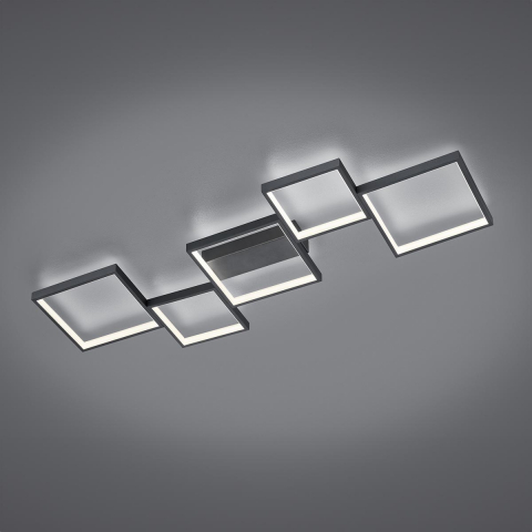 Plafonnier LED, applique murale, carrés, noir, switch dimmer, 120 cm x 48 cm, éclairage de bureau, plafonnier d'hôtel, éclairage de café, lampe de salon, plafonnier de chambre, éclairage de cabinet, plafonnier de salle d'attente, éclairage intérieur, éclairage domestique, IP20