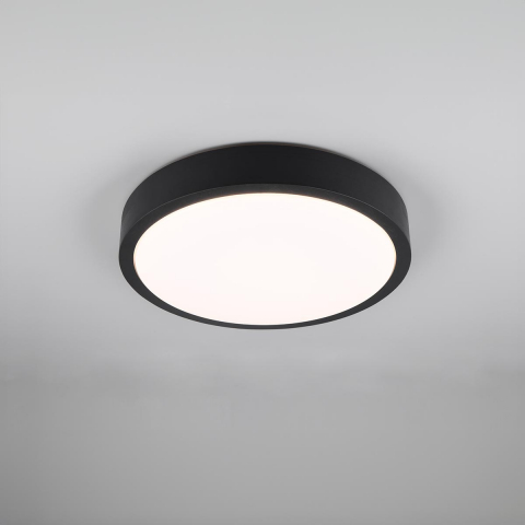 LED Deckenleuchte, Rund, Switch Dimmer, Holz, Schwarz, Weiss, 40 cm Ø, Wohnzimmerbeleuchtung, Flurdeckenlampe, Hoteldeckenlampe, Restaurantdeckenlampe, Innenraumbeleuchtung, Wartezimmerdeckenlampe, Praxisleuchte, Wohnraumbeleuchtung, IP20