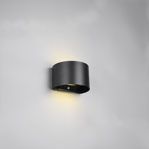 Fassadenbeleuchtung, Hotelbeleuchtung, Terrassenbeleuchtung, Eingangsbeleuchtung, Türbeleuchtung, , LED Aussen Wandleuchte, Schwarz, Akku, Bewegungs-, Dämmerungssensor, IP44, 10 cm Höhe
