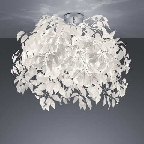 Dekorative Deckenleuchte, Rund, Blatt Design, Weiss, 70 cm Ø