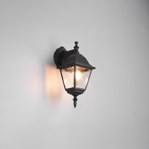 Terrassenbeleuchtung, Balkonbeleuchtung, Fassadenbeleuchtung, Restaurantbeleuchtung, Hotelbeleuchtung, Outdoorbeleuchtung Aussen Wandleuchte, Schwarz, Aluminium, Laterne, IP44, 34 cm Höhe