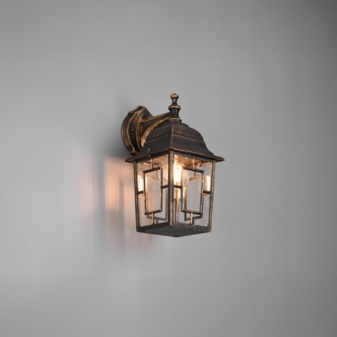 Fassadenbeleuchtung, Eingangsbeleuchtung, Terrassenbeleuchtung, Balkonbeleuchtung, Verandabeleuchtung, Hauswandbeleuchtung, Outdoorbeleuchtung, Gästehausbeleuchtung, Außen Wandleuchte, Vintage, Laterne, Rostfarbig, IP44, 30 cm Höhe