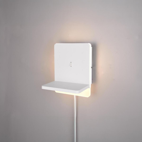 Schlafzimmerbeleuchtung, Hotelbeleuchtung, Hotelzimmerbeleuchtung, Wohnzimmerbeleuchtung, Flurbeleuchtung LED Wandleuchte, Weiss, Switch Dimmer, Induktives Laden, USB-C, Schalter, 20 cm Höhe