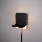 Schlafzimmerbeleuchtung, Hotelzimmerbeleuchtung, Jugendzimmerbeleuchtung, Wohnzimmerbeleuchtung, Dielenbeleuchtung, LED Wandleuchte, Schwarz, Switch Dimmer, Induktives Laden, USB-C, Schalter, 20 cm Höhe