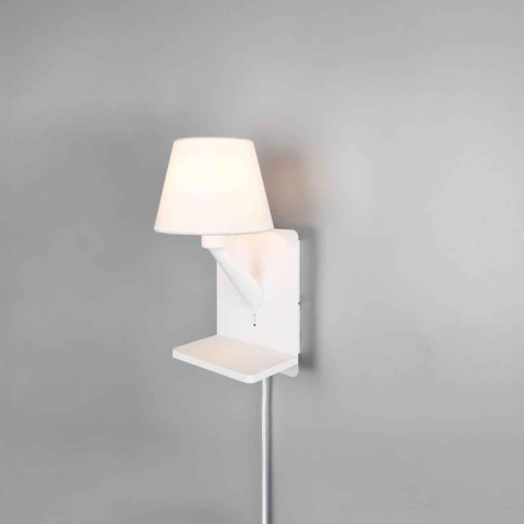 Hotelzimmerbeleuchtung, Wohnzimmerbeleuchtung, Schlafzimmerbeleuchtung, Warteraumbeleuchtung, Flurbeleuchtung, Jugendzimmerbeleuchtung Wandleuchte, Weiss, Induktives Laden, USB, USB-C, Schalter, 20 cm Höhe
