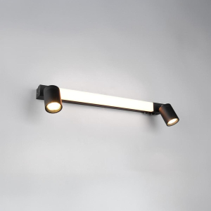 Badezimmerbeleuchtung, Küchenbeleuchtung, Waschraumbeleuchtung, Hotelbadezimmerbeleuchtung, Toilettenbeleuchtung, Spiegelbeleuchtung, Bad Wandleuchte, 3 Strahler, Schwarz, Schalter, Farbwechsler, IP44, 60 cm x 6 cm