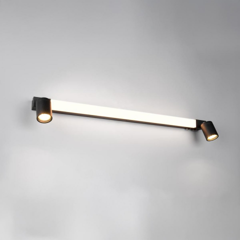 Badezimmerbeleuchtung, Waschraumbeleuchtung, Küchenbeleuchtung, Hotelbeleuchtung, Restaurantbeleuchtung, Gästehausbeleuchtung, Bad Wandleuchte, 3 Strahler, Schwarz, Memoryfunktion, Farbwechler, IP44, 90 cm x 6 cm