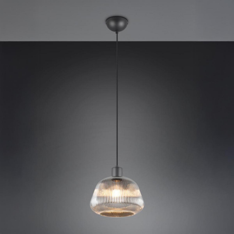 Schlafzimmerbeleuchtung, Hotelzimmerbeleuchtung, Wohnzimmerbeleuchtung, Esszimmerbeleuchtung, Küchenbeleuchtung, Pendelleuchte, Schwarz, Chrom, Metall, Glas, Höhe anpassbar, 22 cm Ø