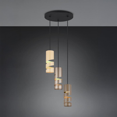 Küchenbeleuchtung, Esszimmerbeleuchtung, Wohnzimmerbeleuchtung, Barbeleuchtung, Restaurantbeleuchtung, Pendelleuchte, Metall, 3 Strahler, Höhe anpassbar, Spiralform, 28 cm Ø