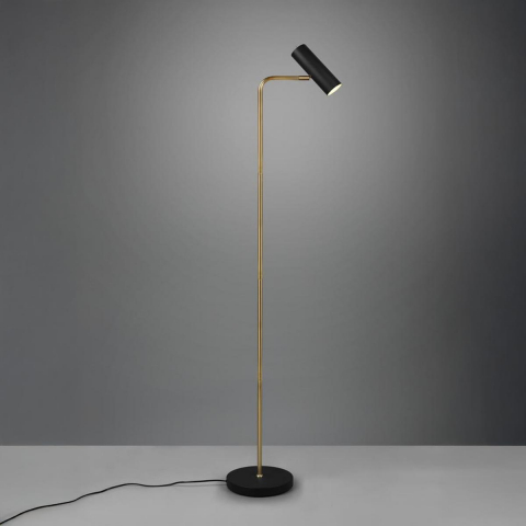 Schlafzimmerbeleuchtung, Wohnzimmerbeleuchtung, Hotelzimmerbeleuchtung, Suitenbeleuchtung, Bürobeleuchtung LED Stehleuchte, Messing, Schwarz, 1 Spot, Verstellbar, Schalter, 151 cm Höhe