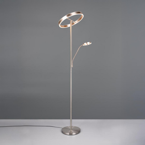 Bürobeleuchtung, Home-Officebeleuchtung, Schlafzimmerbeleuchtung, Wohnzimmerbeleuchtung, LED Stehleuchte, Nickel, Lesearm, Schalter, Farbwechsler, Dimmer, 180 cm Höhe, Restaurantbeleuchtung, Hotelzimmerbeleuchtung