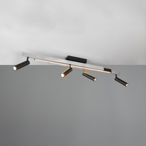 Fernbedienung Praxisbeleuchtung, Küchenbeleuchtung, Flurbeleuchtung, Restaurantbeleuchtung, Kanzleibeleuchtung, Wohnzimmerbeleuchtung, Hotelbeleuchtung, LED Deckenleuchte, Ausziehbar, Farbwechsler, Dimmer, 4 Spots, 1 Strahler, 133 cm x 8 cm