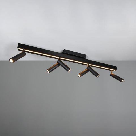 Bürobeleuchtung, Home-Office Beleuchtung, Hotelbeleuchtung, Wohnzimmerbeleuchtung, Küchenbeleuchtung, Esszimmerbeleuchtung, Restaurantbeleuchtung, Officebeleuchtung LED Deckenleuchte, Schwarz, Ausziehbar, Farbwechsler, Dimmer, 7 Strahler, 180 cm x 9 cm