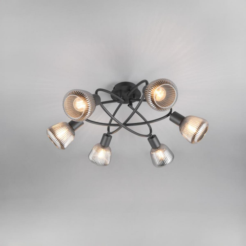 Küchenbeleuchtung, Esszimmerbeleuchtung, Schlafzimmerbeleuchtung, Wohnzimmerbeleuchtung, Flurbeleuchtung, Gästezimmerbeleuchtung Deckenleuchte, Glasschirme, 6 Strahler, Metall, 60 cm Ø