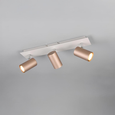 Küchenbeleuchtung, Esszimmerbeleuchtung, Wohnzimmerbeleuchtung, Flurbeleuchtung, Restaurantbeleuchtung Strahler, Rechteckig, Zylinder, 3 Spots, Grau, Coffee, Metall, 48 cm x 9 cm