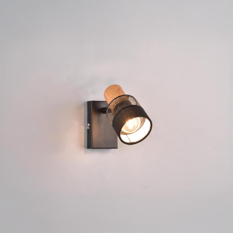 Wohnzimmerbeleuchtung, Schlafzimmerbeleuchtung, Hotelzimmerbeleuchtung, Flurbeleuchtung, Restaurantbeleuchtung, Cafébeleuchtung Wandstrahler, 1 Spot, Metall, Holz, Stoff, Schwarz, Braun, 14 cm Höhe