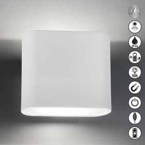 Éclairage de la porte d'entrée, éclairage de l'entrée arrière, éclairage de la terrasse, éclairage de la façade, éclairage du balcon, applique murale extérieure à LED, batterie, aimant, capteur de mouvement, IP44, 10 cm de hauteur, éclairage du jardin, éclairage du sentier
