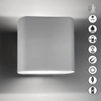 Balkonbeleuchtung, Terrassenbeleuchtung, Gartenbeleuchtung, Fassadenbeleuchtung, LED Aussen Wandleuchte, Silber, Akku, Magnet, Bewegungssensor, IP44, 10 cm Höhe, Wegbeleuchtung, Eingangsbeleuchtung
