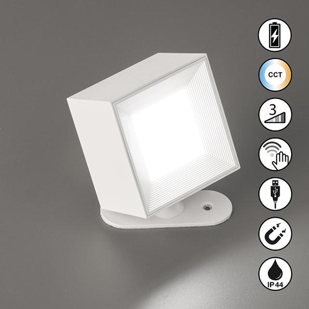 Balkonbeleuchtung, Gartenbeleuchtung, Terrassenbeleuchtung, Badezimmerbeleuchtung, LED Außen Wandleuchte, Akku, Dimmer, Farbwechsler, Magnet, IP54, 8 cm Höhe, Hotelbeleuchtung, Restaurantbeleuchtung, Praxisbeleuchtung, Verandabeleuchtung