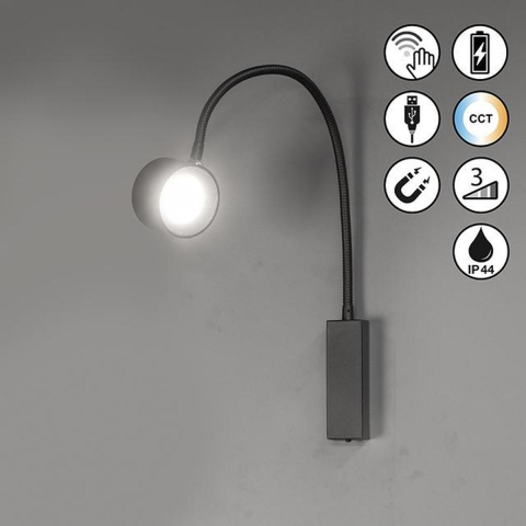 Campingbeleuchtung, Balkonbeleuchtung, Terrassenbeleuchtung, Wohnzimmerbeleuchtung, Lesebeleuchtung, LED Außen Wandleuchte, Bettleuchte, Magnet, Farbwechsler, Sensordimmer, Akku, IP44, 40 cm Höhe, Hotelzimmerbeleuchtung, Bürobeleuchtung, Schreibtischbeleuchtung