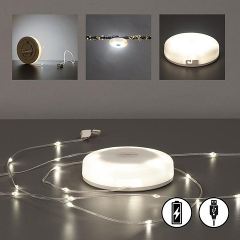 Wohnzimmerbeleuchtung, Schlafzimmerbeleuchtung, Kinderzimmerbeleuchtung, LED Lichterkette, Weiss, Akku, Farbwechsler, Ausziehbar, 10 Meter Länge