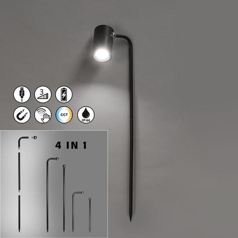 Campingebeleuchtung, Veranstaltungsbeleuchtung, Objektbeleuchtung, LED Außen Strahler, Erdspieß, Dimmer, Farbwechsler, Schwarz, IP54, 57 cm Höhe, Gartenbeleuchtung, Terrassenbeleuchtung