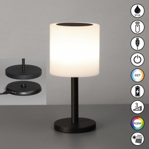 Gartenbeleuchtung, Terrassenbeleuchtung, Partybeleuchtung, LED Aussen Tischleuchte, Solar, CCT, Akku, Ladestation, IP54, 28 cm Höhe, Campingbeleuchtung, Balkonbeleuchtung, Restaurantbeleuchtung, Hotelbeleuchtung