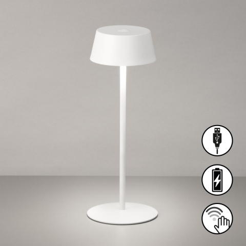 Campingbeleuchtung, Gartenbeleuchtung, LED Aussen Tischleuchte, Weiss, Akku, Dimmbar, 30 cm Höhe, Balkonbeleuchtung, Terrassenbeleuchtung, Hotelbeleuchtung, Restaurantbeleuchtung