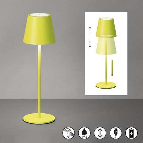 Gartenbeleuchtung, Terrassenbeleuchtung, Balkonbeleuchtung, LED Aussen Tischleuchte, Hellgrün, Metall, Sensordimmer, IP54, 36 cm Höhe, Hotelbeleuchtung, Restaurantbeleuchtung