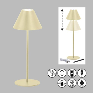 Restaurantbeleuchtung, Gartenbeleuchtung, Hotelbeleuchtung, Balkonbeleuchtung, Terrassenbeleuchtung, LED Aussen Tischleuchte, Sandbeige, Metall, Sensordimmer, IP54, 36 cm Höhe, Verandabeleuchtung