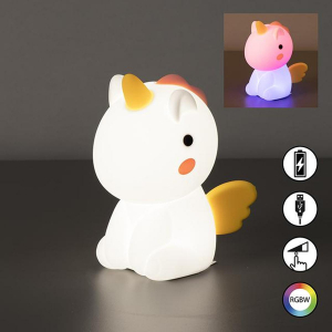 Kinderzimmerbeleuchtung, Nachttischbeleuchtung, Dekobeleuchtung, LED Kinder Tischleuchte, Weiß, Silikon, Dimmbar, RGBW, 14 cm Höhe
