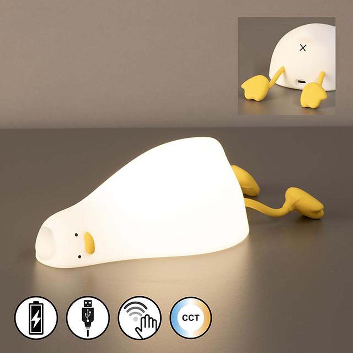Nachttischbeleuchtung, Dekobeleuchtung, Kinderzimmerbeleuchtung, LED Kinder Tischleuchte, Weiss, Silikon, Dimmbar, 21 cm Länge, Schlafzimmerbeleuchtung