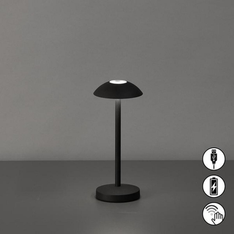 Balkonbeleuchtung, Terrassenbeleuchtung, Gartenbeleuchtung, Campingbeleuchtung, LED Aussen Tischleuchte, Schwarz, Sensordimmer, Akku, IP54, 20 cm Höhe, Restaurantbeleuchtung, Hotelbeleuchtung
