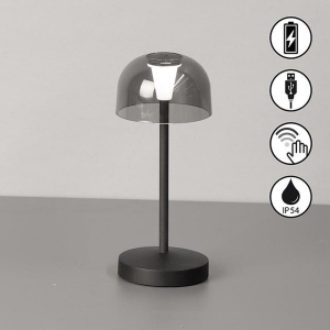 Campingbeleuchtung, Gartentischbeleuchtung, Restaurantbeleuchtung, LED Aussen Tischleuchte, Schwarz, IP54, Sensordimmer, 19 cm Höhe, Hotelbeleuchtung, Balkonbeleuchtung, Terrassenbeleuchtung