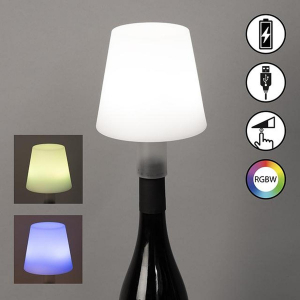 Gartenbeleuchtung, Terrassenbeleuchtung, Balkonbeleuchtung, LED Aussen Tischleuchte, Weiss, Kunststoff, Akku, Dimmer, RGBW, IP44, 12 cm Ø, Hotelbeleuchtung, Outdoorbeleuchtung, Restaurantbeleuchtung