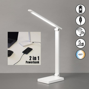 Schreibtischbeleuchtung, Bürobeleuchtung, Nachttischbeleuchtung, LED Tischleuchte, Weiss, Farbwechsler, Akku, Dimmbar, 40 cm Höhe, Wohnzimmerbeleuchtung