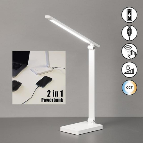 Schreibtischbeleuchtung, Bürobeleuchtung, Nachttischbeleuchtung, LED Tischleuchte, Weiss, Farbwechsler, Akku, Dimmbar, 40 cm Höhe, Wohnzimmerbeleuchtung