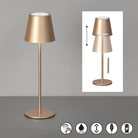 Balkonbeleuchtung, Gartenbeleuchtung, Restaurantbeleuchtung, Terrassenbeleuchtung, Hotelbeleuchtung LED Außen Tischleuchte, Metall, Coffee, Akku, USB, IP54, 36 cm Höhe