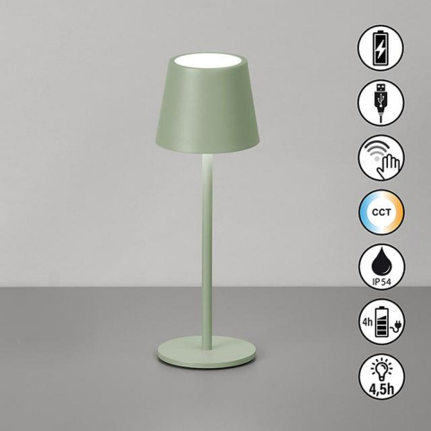 Gartenbeleuchtung, Balkonbeleuchtung, Terrassenbeleuchtung, LED Aussen Tischleuchte, Salbeigrün, Farbwechsler, Dimmer, Akku, IP54, 28 cm Höhe, Restaurantbeleuchtung, Hotelbeleuchtung, Partybeleuchtung, Veranstaltungsbeleuchtung